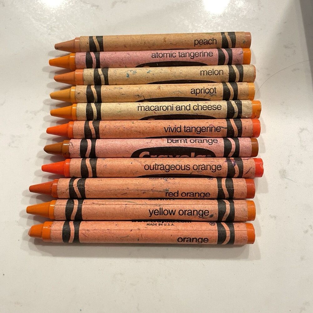 Vintage Crayola Crayons Binney And Smith Oranges Yellows